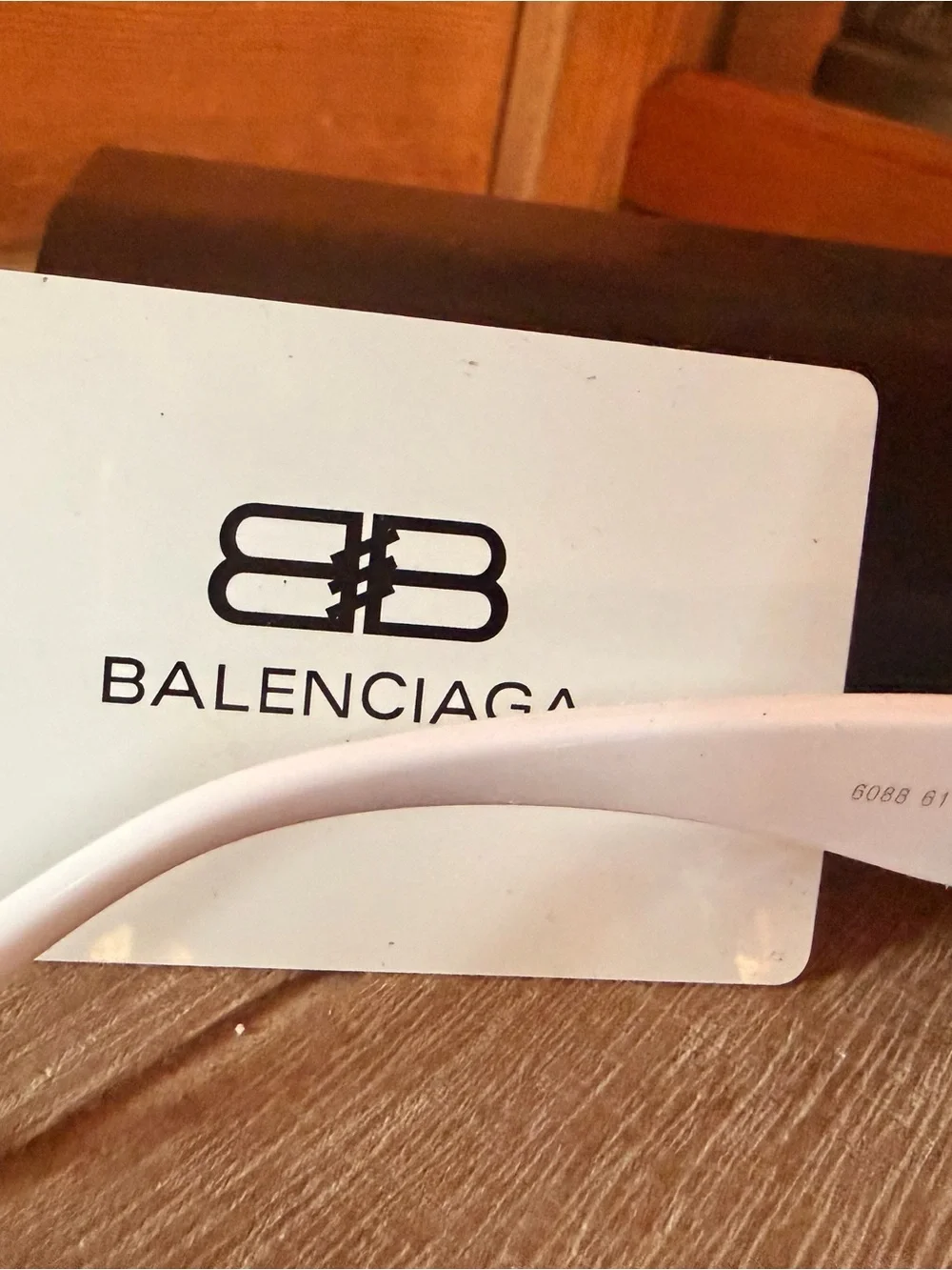 Balenciaga White Rectangular Slim Sunglasses with Dark Lenses